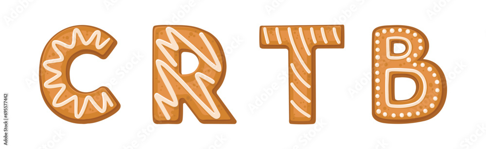 Alphabet Gingerbread Cookie Letter Character and Symbol Vector Set Alphabet Gingerbread Cookie Letter Character and Symbol Vector Set