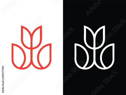 W letter shape flower logo design