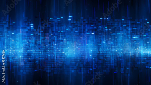Matrix code background. 3D digital technology concept. Blue binary data. Vector illustration