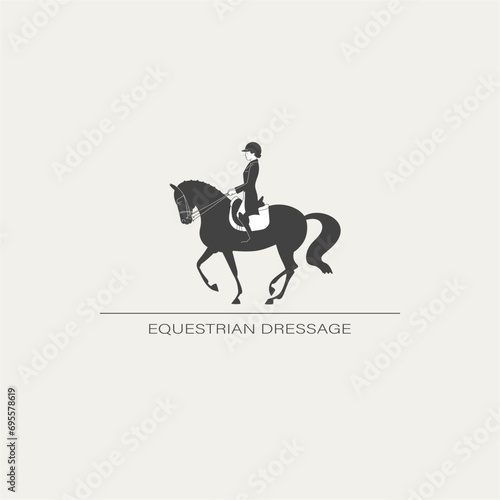 Design equestrian dressage logo. Vector Illustration