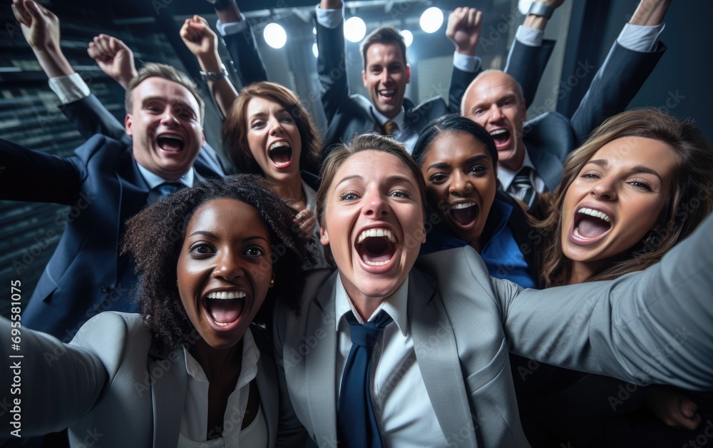 A group of successful people celebrating in the office A group of successful people celebrating in the office