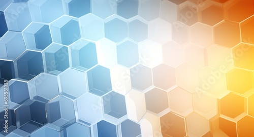 abstract white background with color lights in the form of hexagons and squares