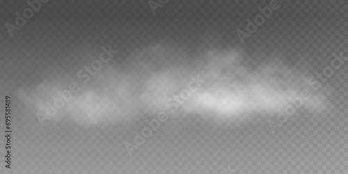 Fog or smoke insulated transparent special effect. White vector background of cloudiness, fog or smog. Vector illustration photo