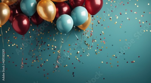 Wallpaper Mural colorful balloons floating on blue background Torontodigital.ca