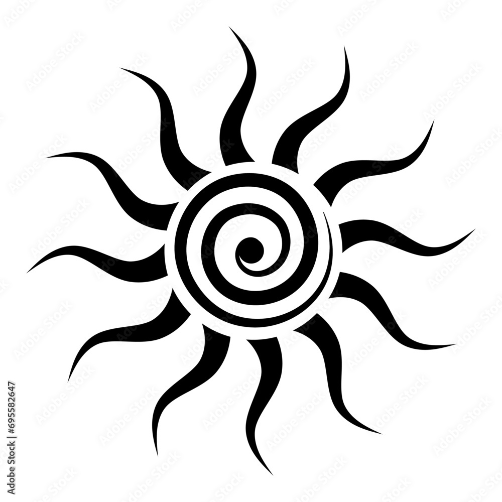 Black Tribal Sun Tattoo Sonnenrad Symbol sun wheel sign. Summer icon ...