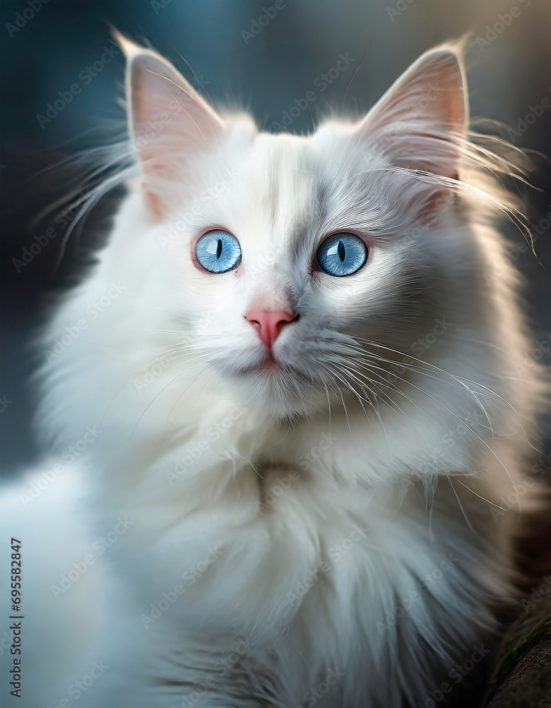 ritratto gattino pelo lungo bianco con occhi azzurri ritratto gattino pelo lungo bianco con occhi azzurri