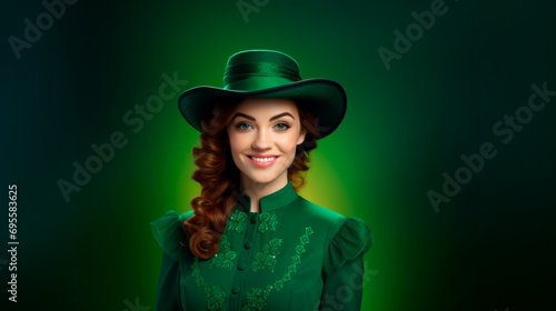 woman in leprechaun outfit. Saint Patrick's Day