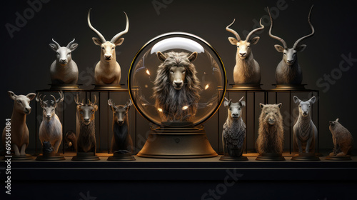 Decorations of the zodiac animal of the year.