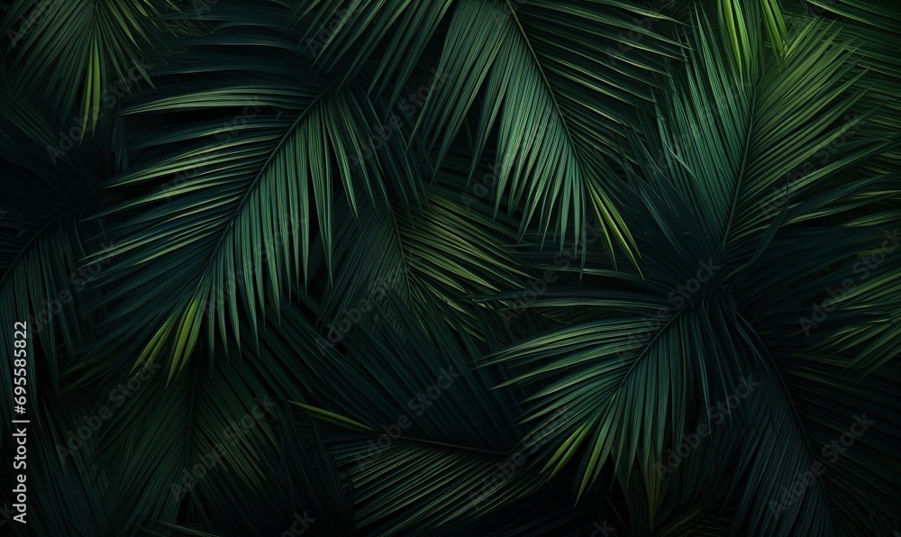 A lush green palm tree with a dark background Generative AI A lush green palm tree with a dark background Generative AI