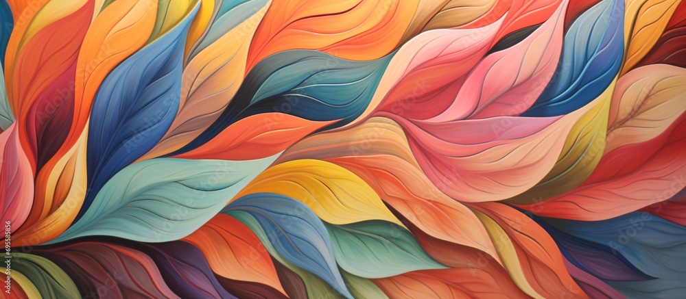 Colorful Leaves in a Vibrant Painting Generative AI Colorful Leaves in a Vibrant Painting Generative AI