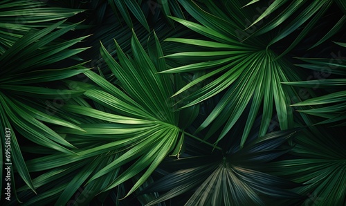 A lush green palm tree with a few brown spots Generative AI