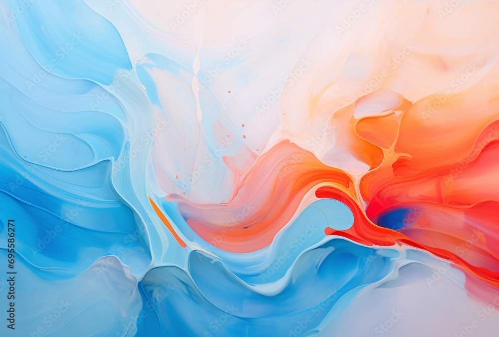Colorful Abstract Painting with Blue, Orange, and White Tones Generative AI