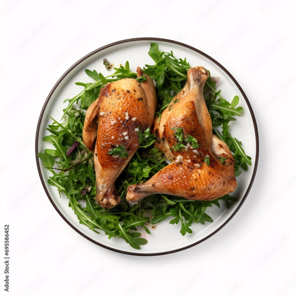 Two Chicken Breasts with Green Vegetables Generative AI Two Chicken Breasts with Green Vegetables Generative AI
