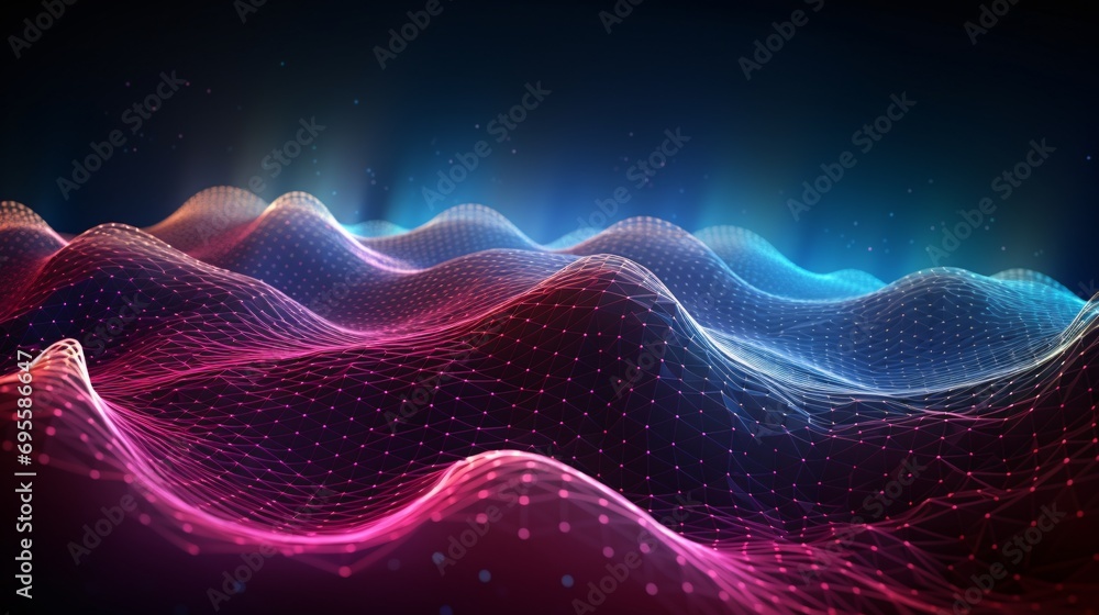 Pink and Blue Wave Pattern Generative AI Pink and Blue Wave Pattern Generative AI