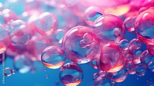 Bubble-filled water with a vibrant pink hue Generative AI