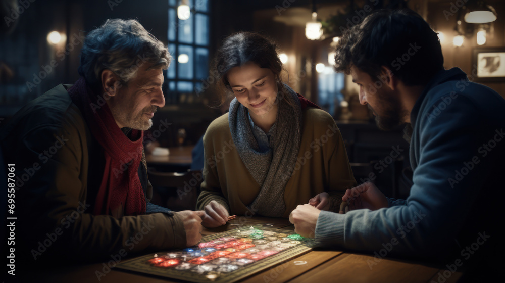 Fototapeta premium People participating in a traditional riddle-solving game.