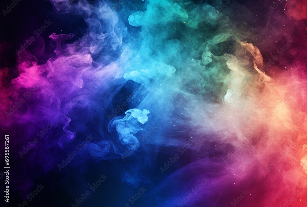 Colorful Smoke Clouds in a Dark Space Generative AI