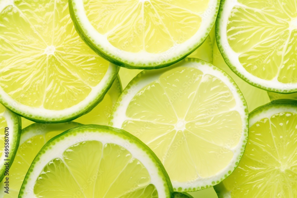 a bunch of limes cut in half on top of each other with one slice taken out of one of the lemons and the other half on top of the other. a bunch of limes cut in half on top of each other with one slice taken out of one of the lemons and the other half on top of the other.