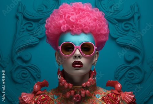 Pink Hair and Sunglasses Generative AI