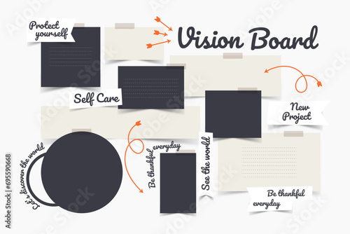 Vector photo collage template moodboard pictures grids vector illustration