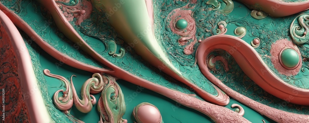 a computer generated image of a green and red swirl a computer generated image of a green and red swirl