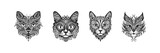 Cat face stencil black cutout mandala. Vector illustration design.
