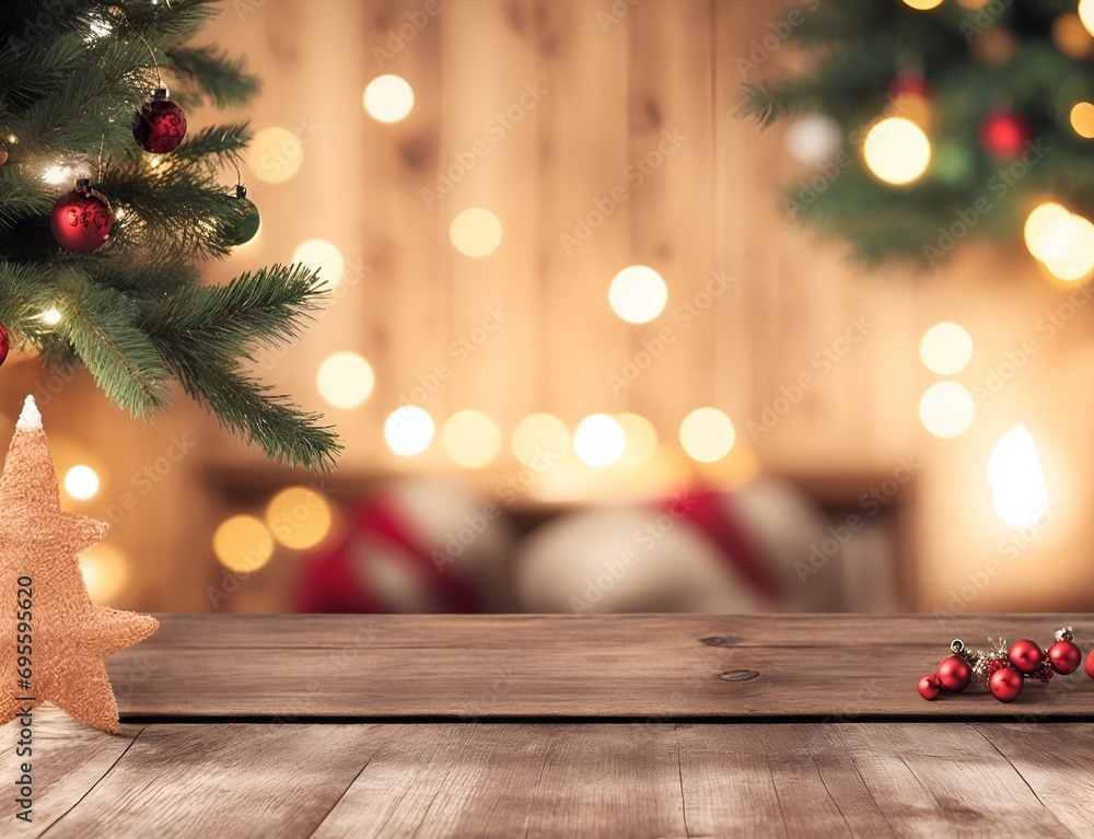 Rustic wooden Xmas themed background. AI generated illustration Rustic wooden Xmas themed background. AI generated illustration
