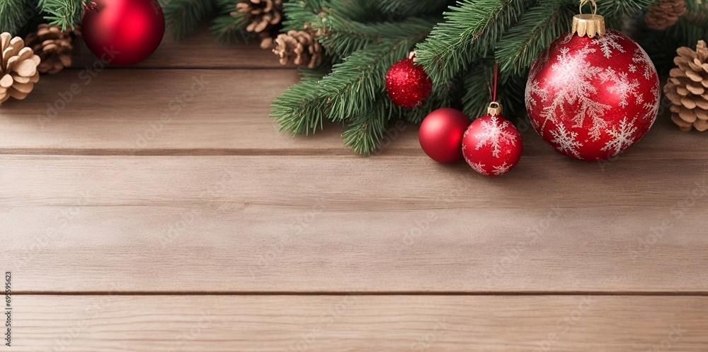 Rustic wooden Xmas themed background. AI generated illustration Rustic wooden Xmas themed background. AI generated illustration