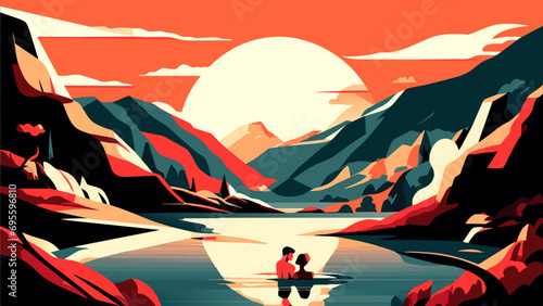 Businesswoman with a crystal ball predicting trends vektor icon illustation