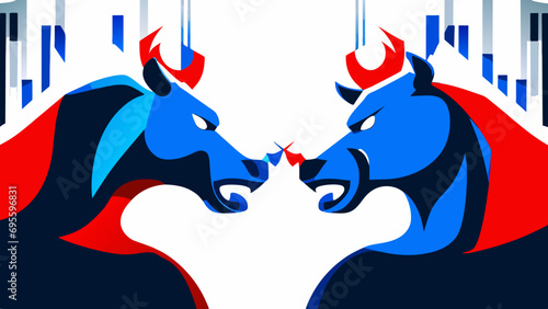 Bull and bear symbols for stock market dynamics vektor icon illustation