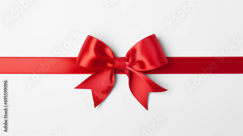 Red ribbon with shadows on transparent background for celebrations and gifts