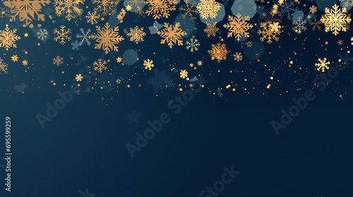 Golden Snowflakes Background Generative AI photo