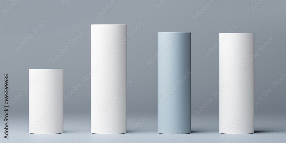 Three Tall White and Blue Vases Generative AI Three Tall White and Blue Vases Generative AI