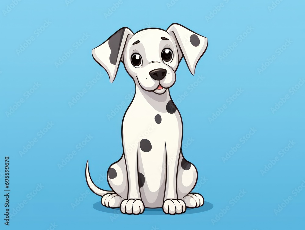 Fototapeta premium 2d funny cute cartoon Dalmatian Dog animal, colorful illustration, flat background