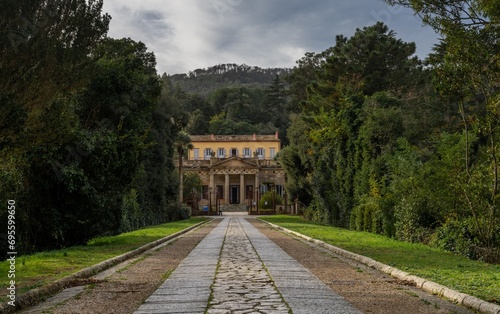 long road leading to the entrance of Napoleon Bonaparte summer residence in exile on Elba Island