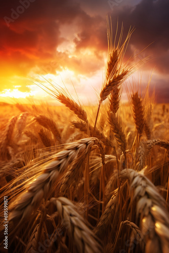 wheat in field, photorealistic, cinematic, macro photography, realistic, detailed, long exposure, magical nature photography created with Generative Ai