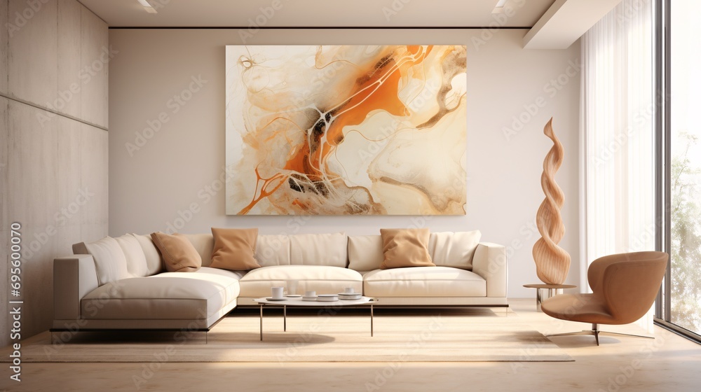 Modern Artwork in a Contemporary Living Room Generative AI