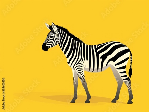 2d funny cute cartoon Zebra animal  colorful illustration  flat background