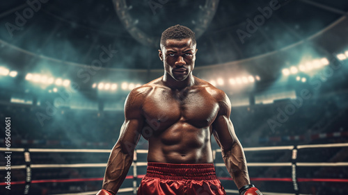 portrait of a boxer in a boxing gloves.