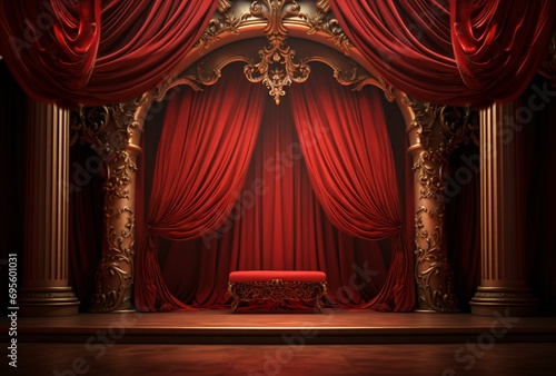 A Red Curtain in a Theater Generative AI