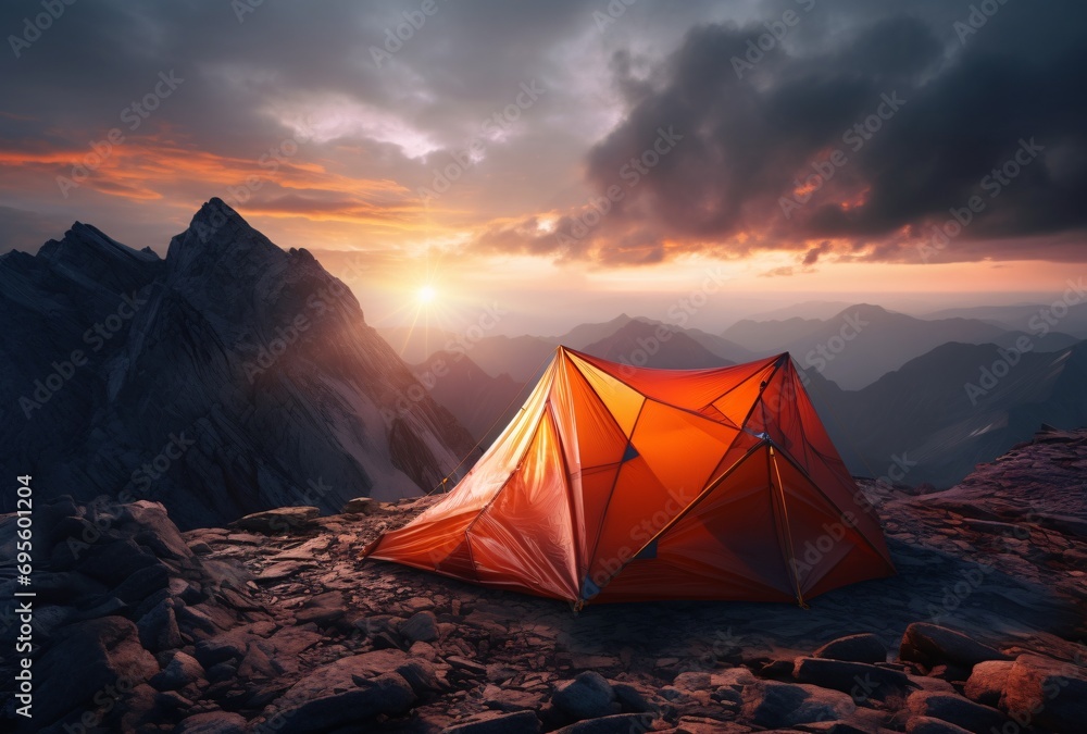 A Red Tent on a Mountain Generative AI