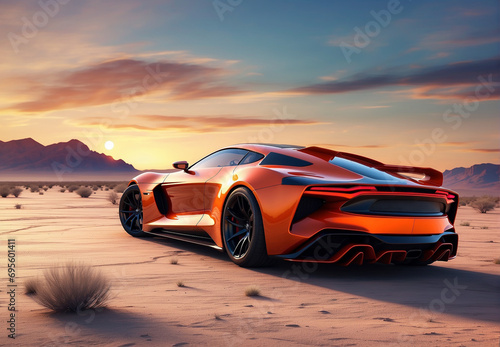a modern sports car against a desert backdrop © A_A88