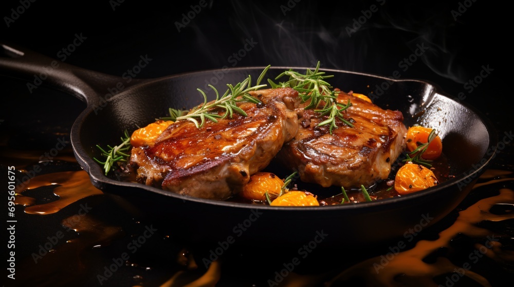 Sizzling Steak with Herbs and Vegetables Generative AI