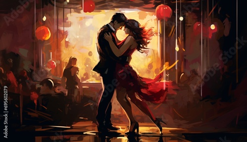 Dancing Couple in a Restaurant Generative AI