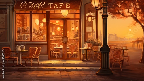 French Cafe at Sunset Generative AI