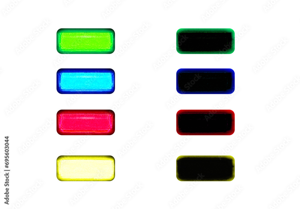 Colorful lights LEDs on and off on a transparent background