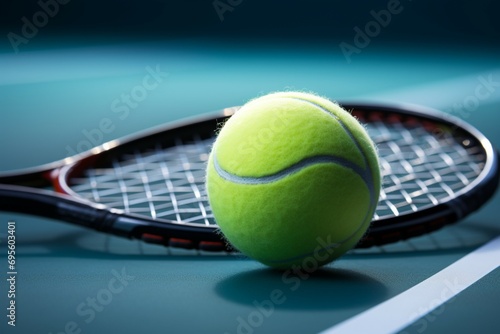 Sporting duo Tennis ball and racket the perfect equipment for a game © Muhammad Shoaib