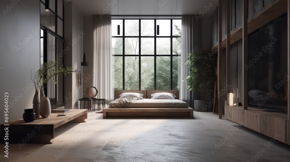 Modern interior design, in a spacious living room Modern interior design, in a spacious living room
