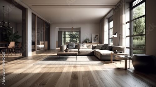 Modern interior design, in a spacious living room  © DELTA