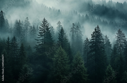 Whispering Pines in Morning Mist © HNXS Digital Art
